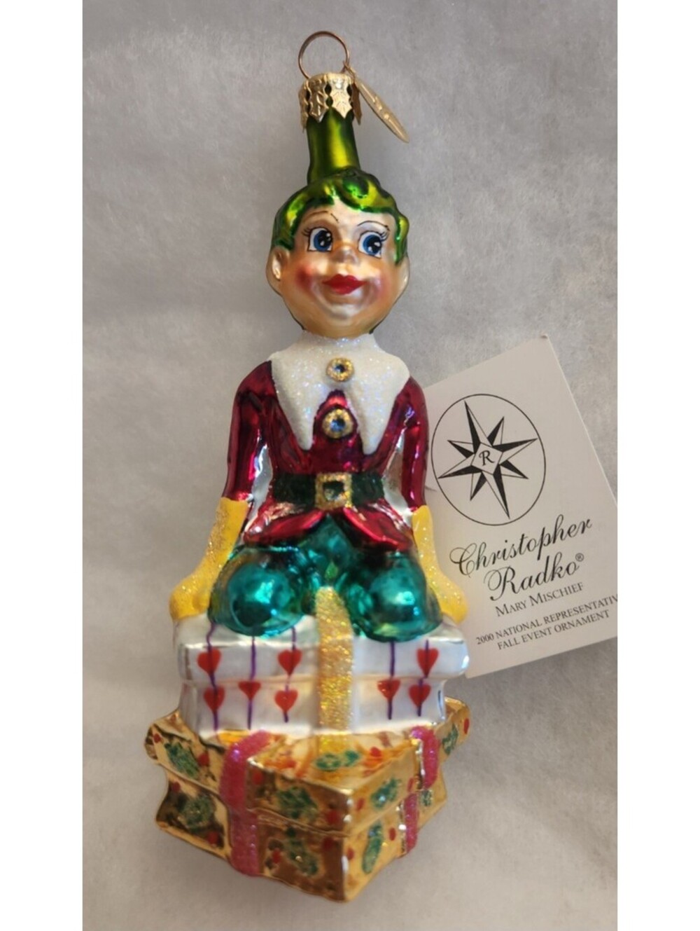 Christopher Radko Rare 2000 Mary Mischeif Elf Glass Ornament W/Tag Handpainted